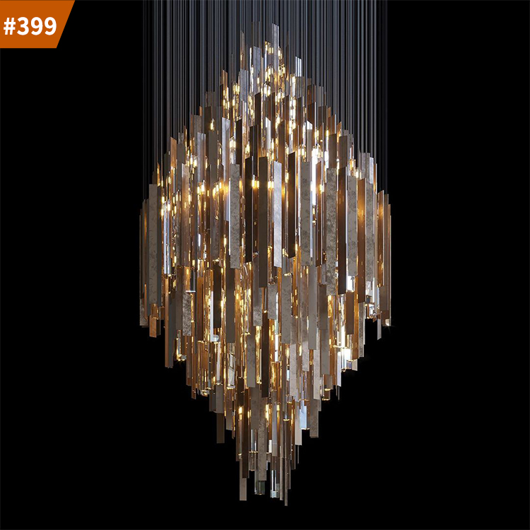 glass chandeliers for hotel family stairs