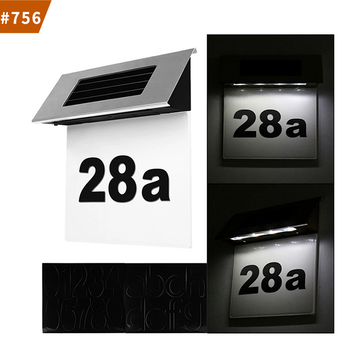 solar led house number light