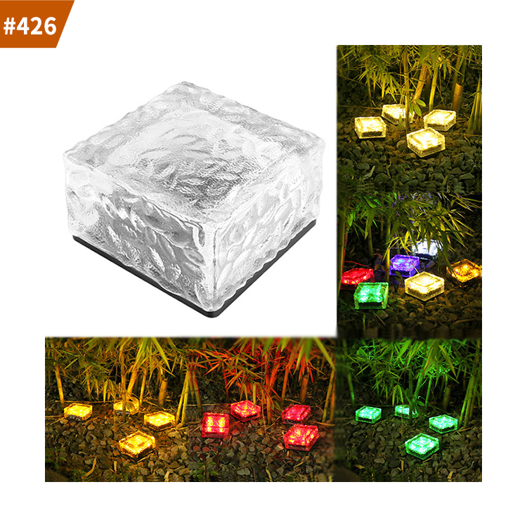 solar garden paver brick ice cube led lights