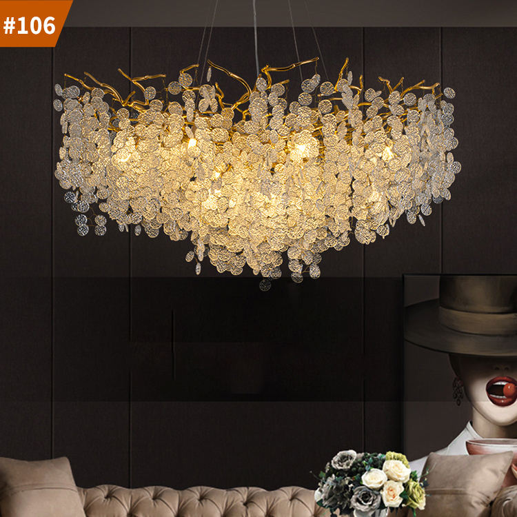 metal nordic dining living room hotel led lighting pendants chandelier crystal